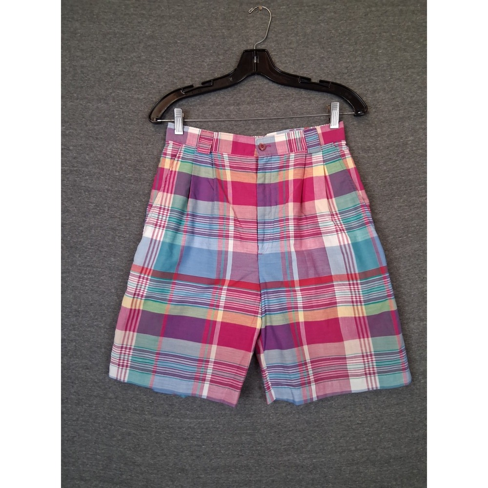 VTG Gator of Florida Womens Short 10 Multi Plaid Bermuda Light Preppy Coastal